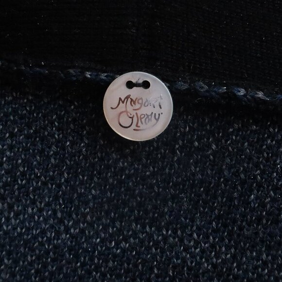 Margaret O'Leary Black Plaid Merino Wool Knit Long Sleeve Cardigan Sweater - Picture 7 of 10